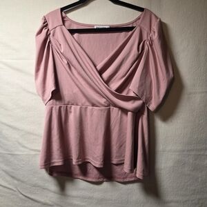 Grace Karin Blush Pink Wrap Blouse